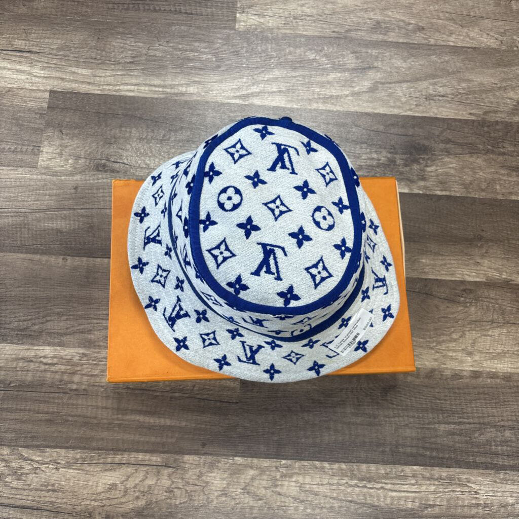 LV Louis Vuitton reversible velvet bucket hat blue