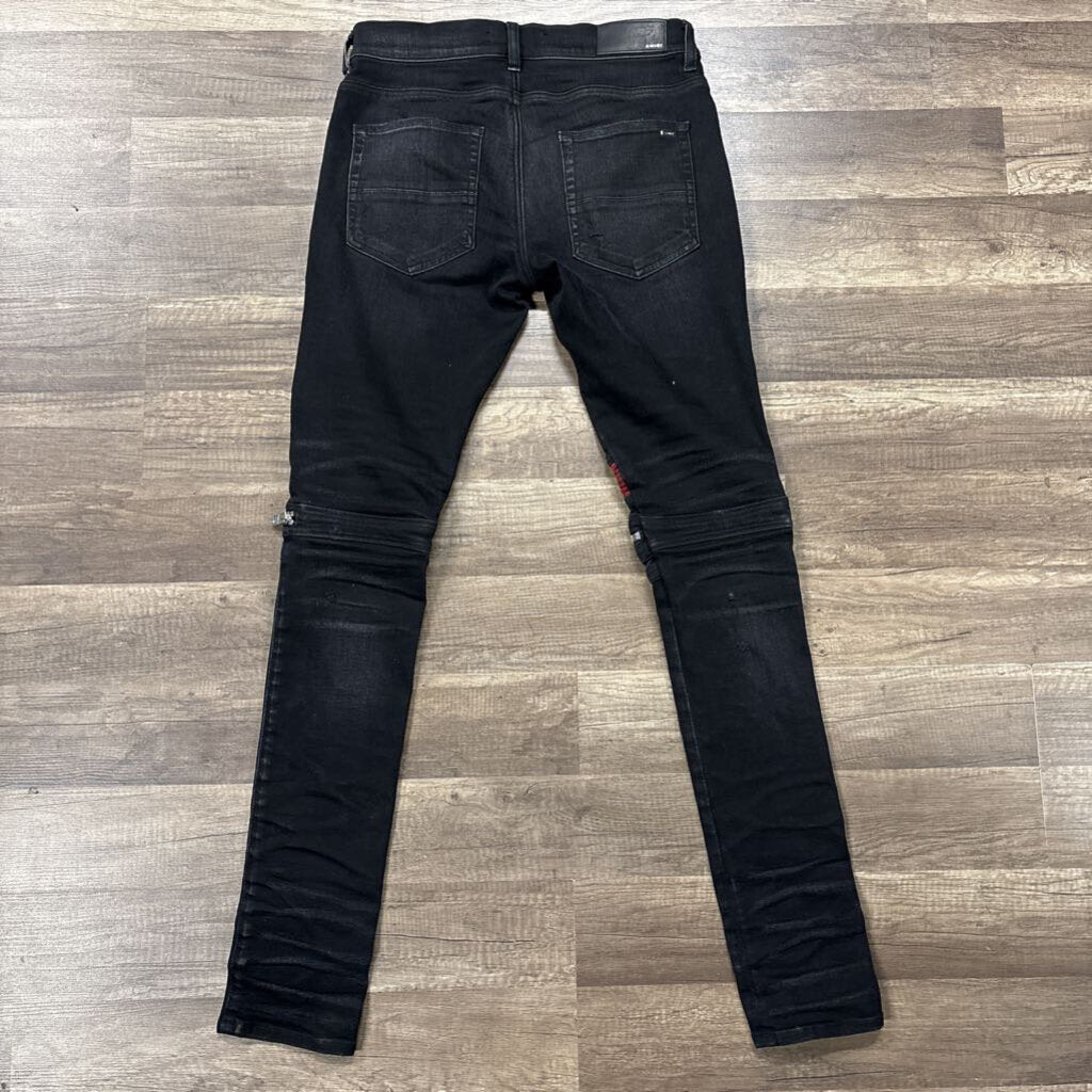 Amiri Jean Biker Patch Black Red