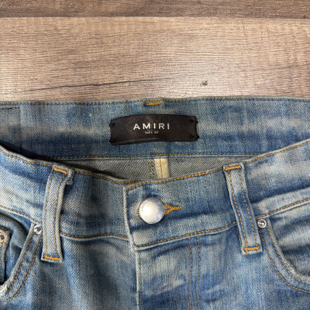 Amiri Jean Blue Yellow Rhinestone