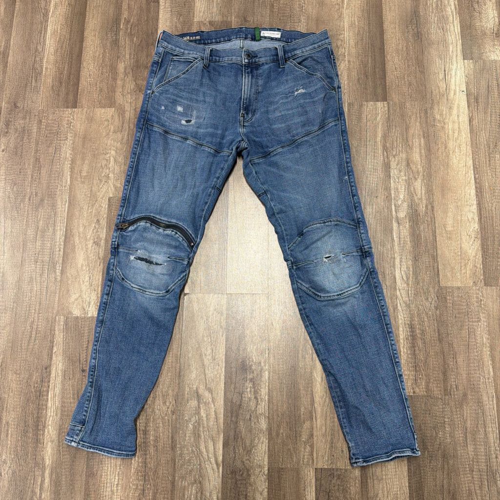 Gstar 5620 3D Knee Zip Blue