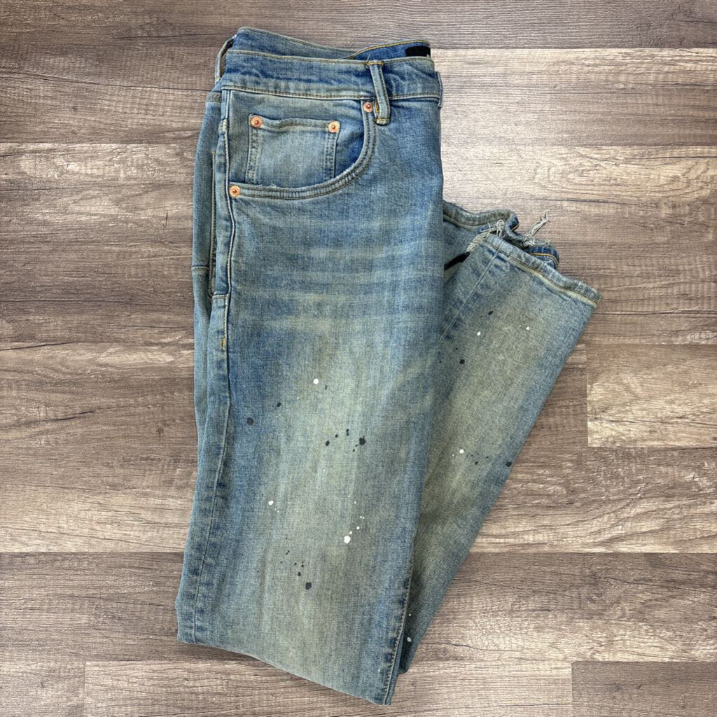 Purple Jean Stone wash paint splatter