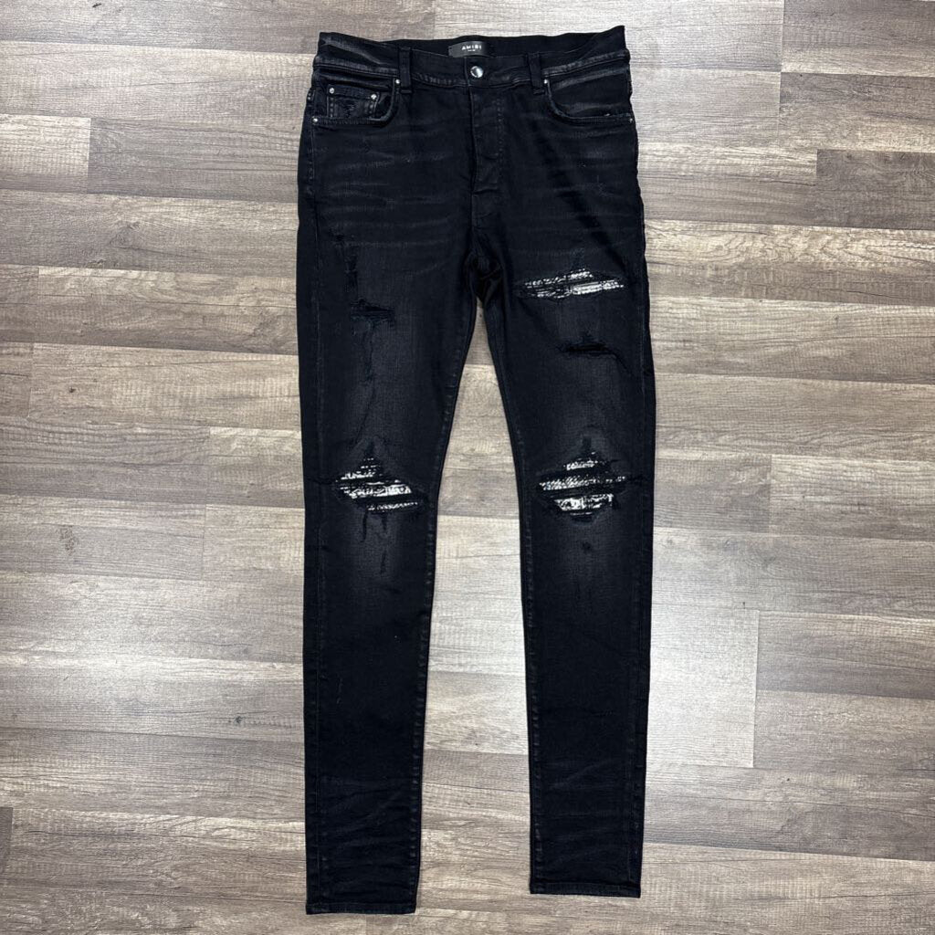 Amiri jean MX 1 black white knit patch