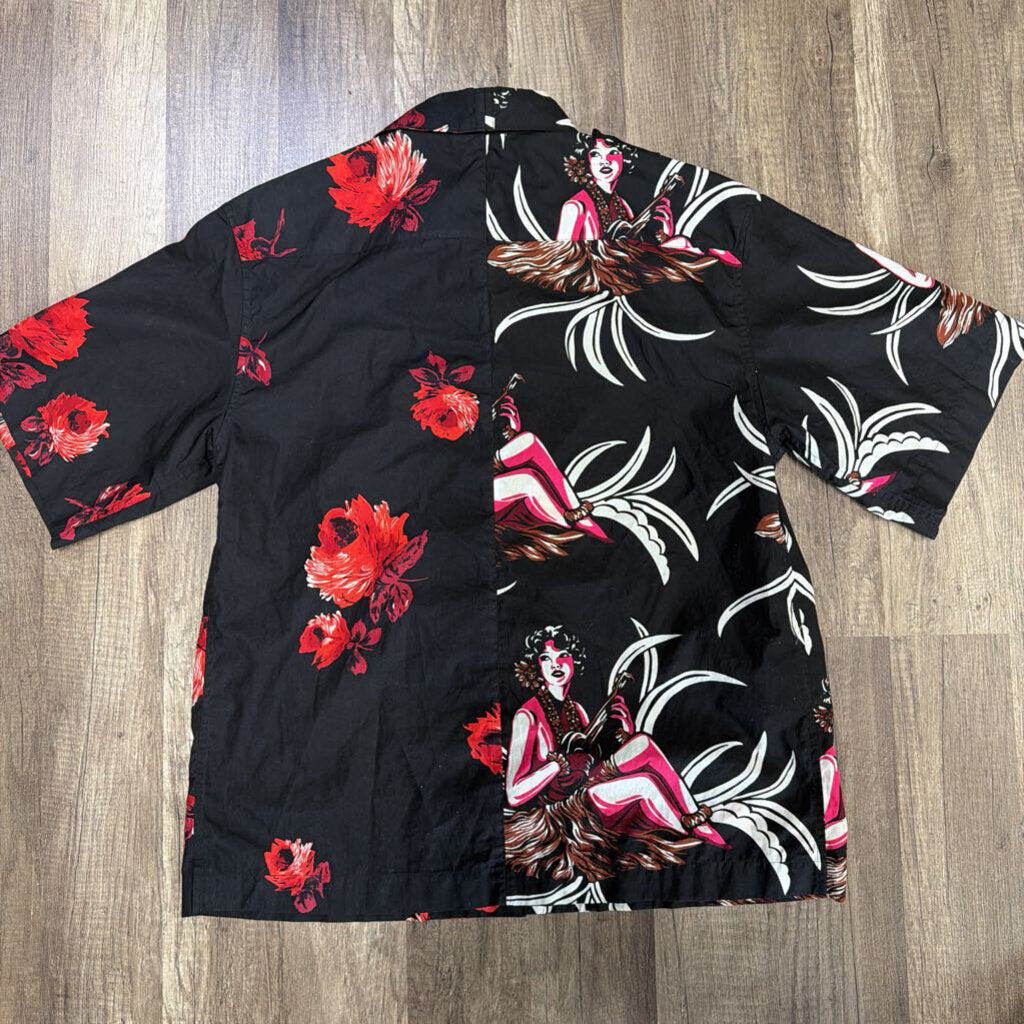 Prada Hawaiian Shirt Black Red