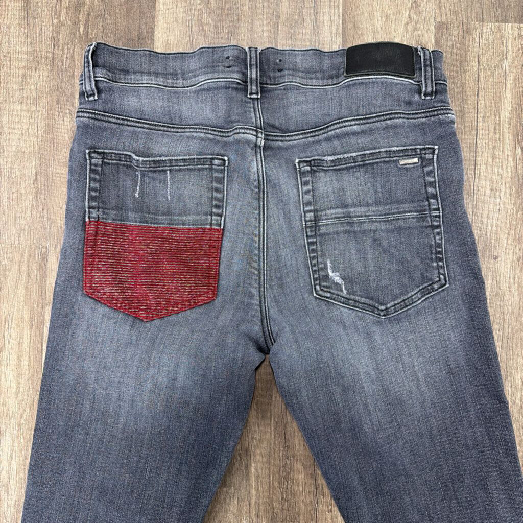 Amiri Jean Mx1 Grey Red Patch