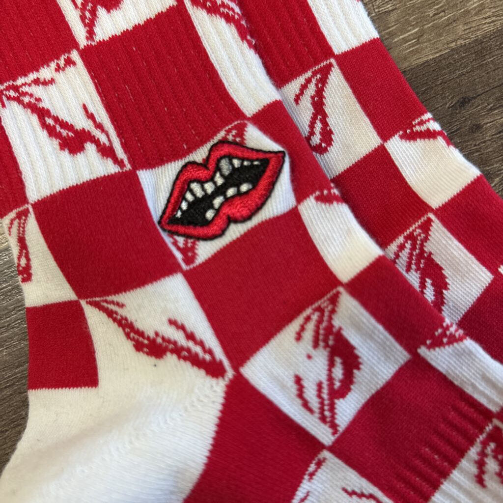 Chrome Hearts White Red Checkered Socks