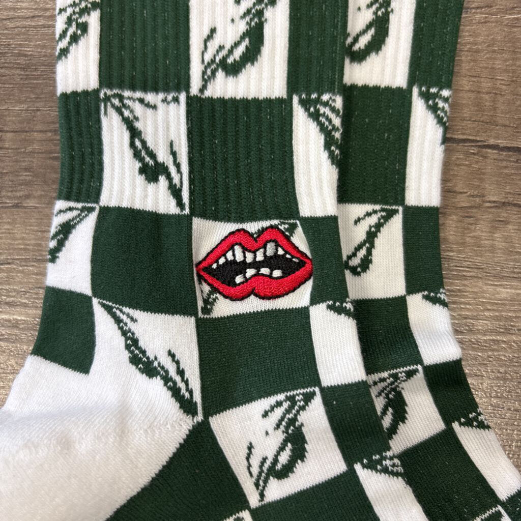 Chrome Hearts White Green Checkered Socks