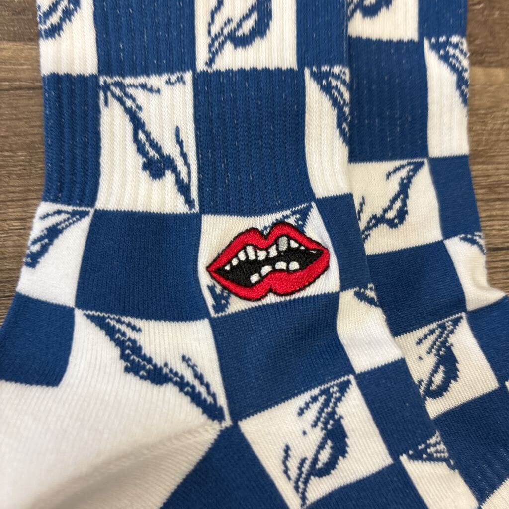 Chrome Hearts White Blue Checkered Socks