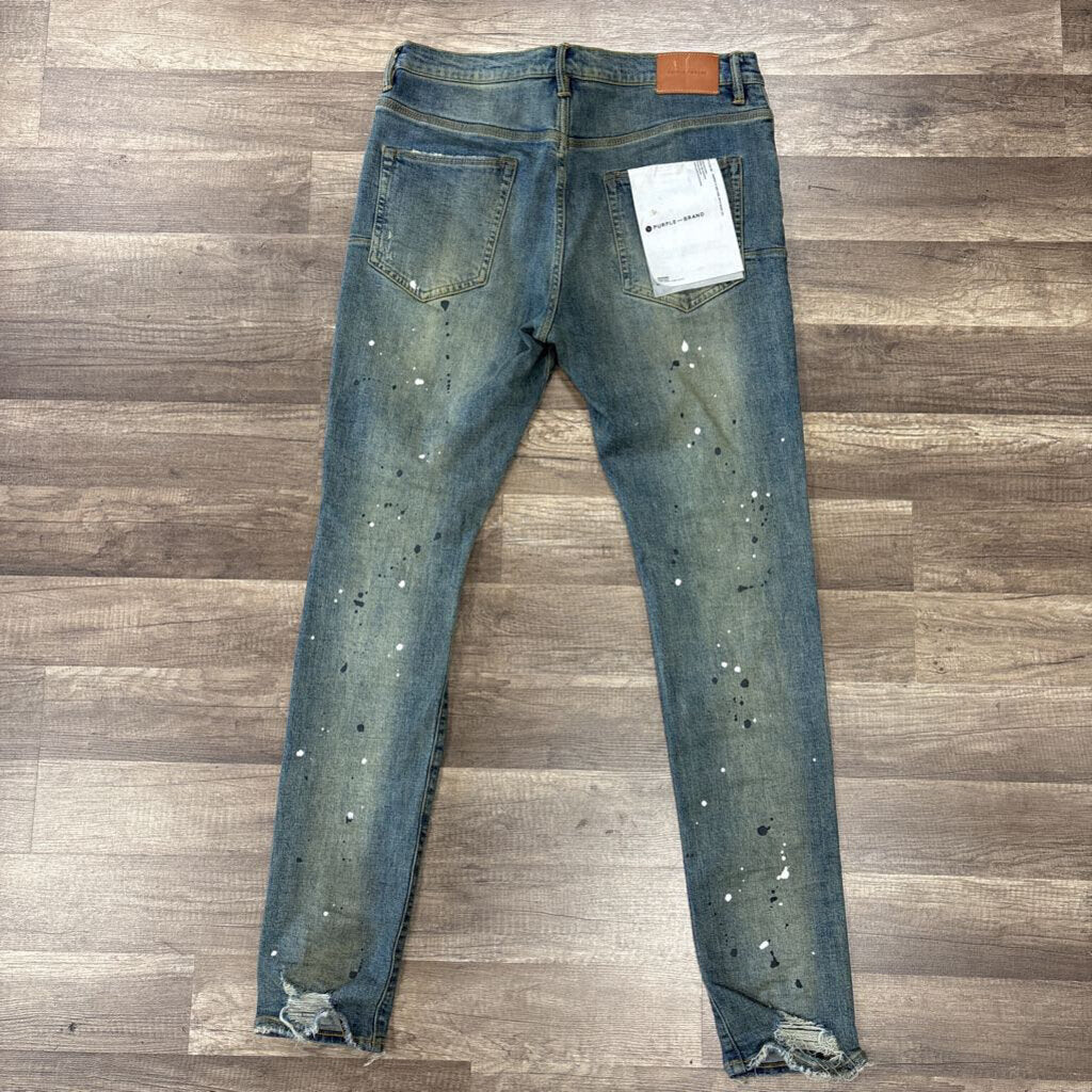 Purple Jean Sand Wash Paint Splatter