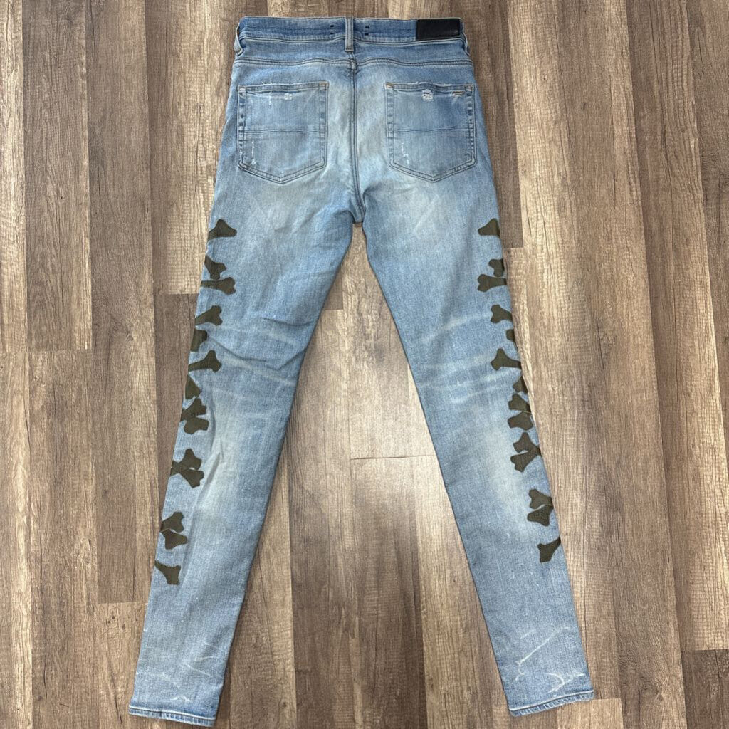 Amiri Jean Olive Bone Cross