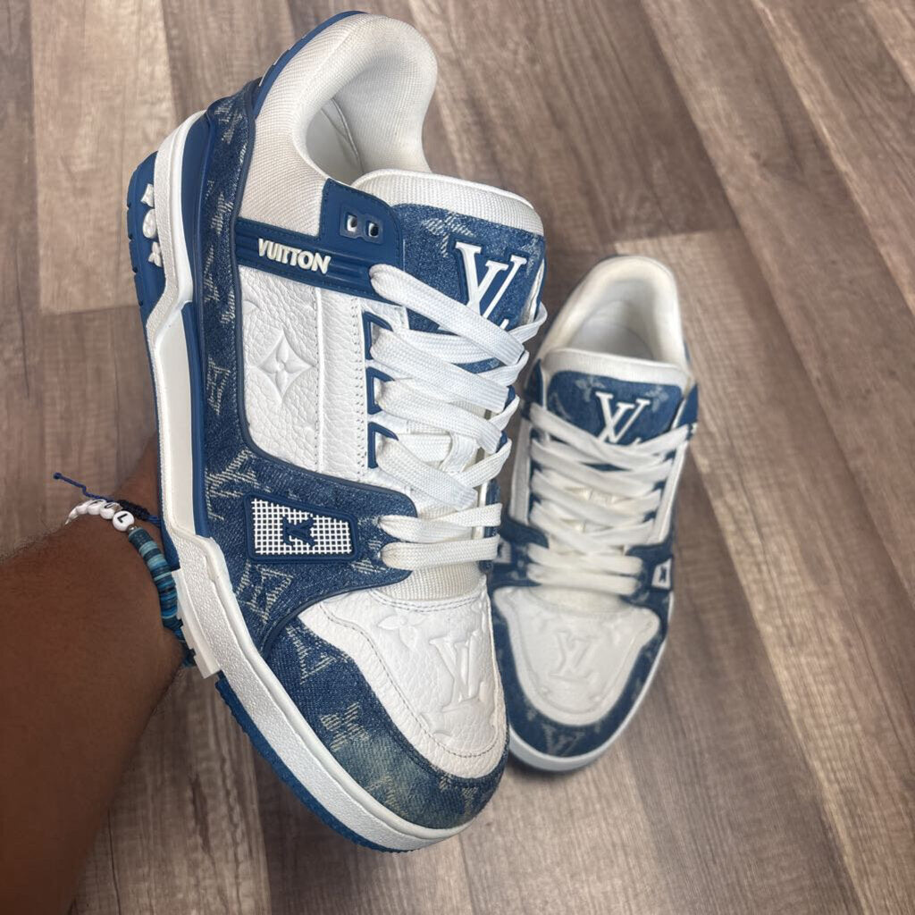 LV Louis Vuitton Trainer denim white blue (NO BOX)