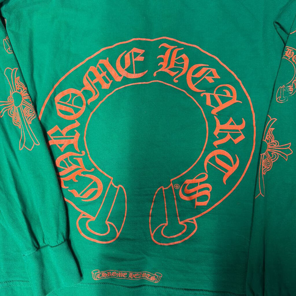 Chrome Hearts Long Sleeve Horseshoe Logo Green/Orange