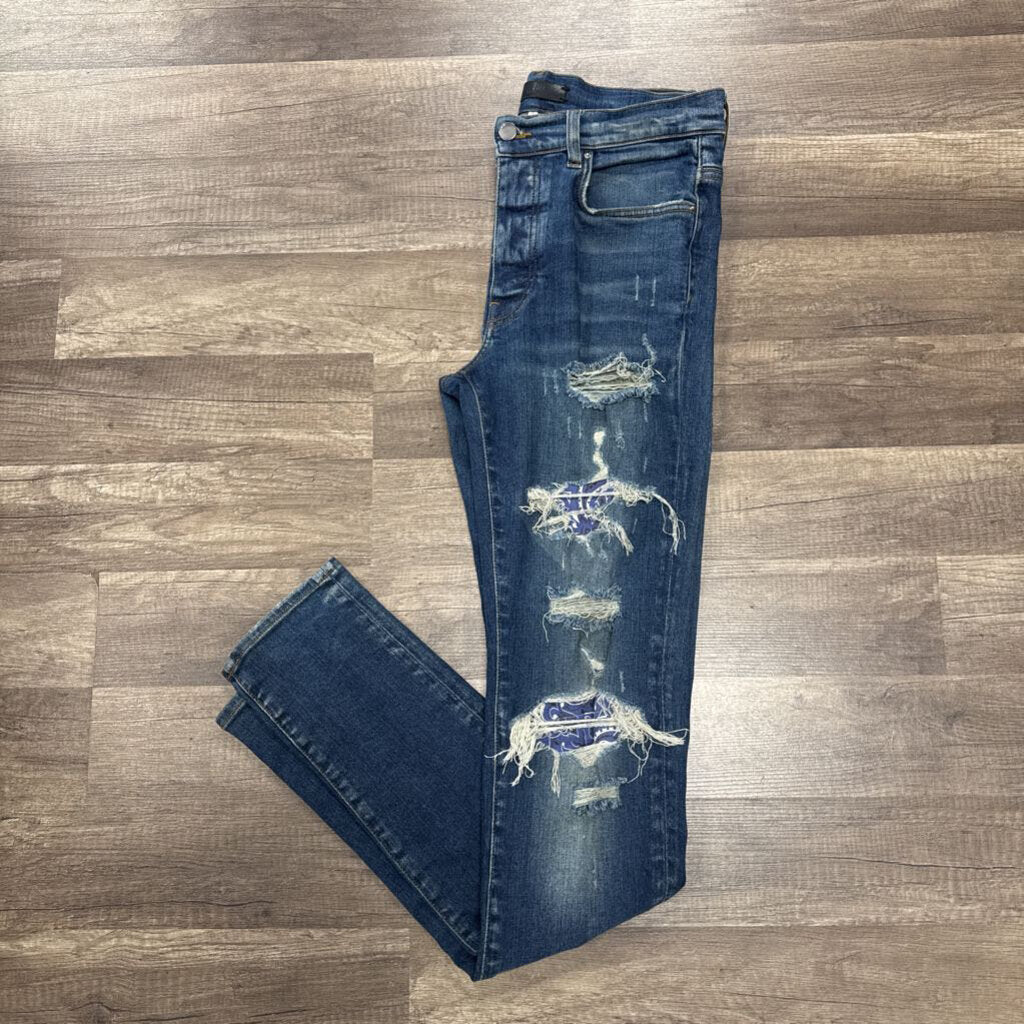 Amiri Old English Bandana Patch Jeans