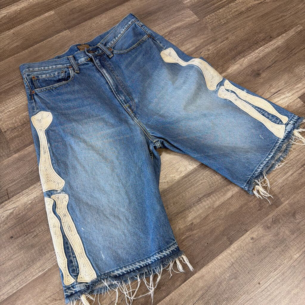 Kapital indigo bone shorts