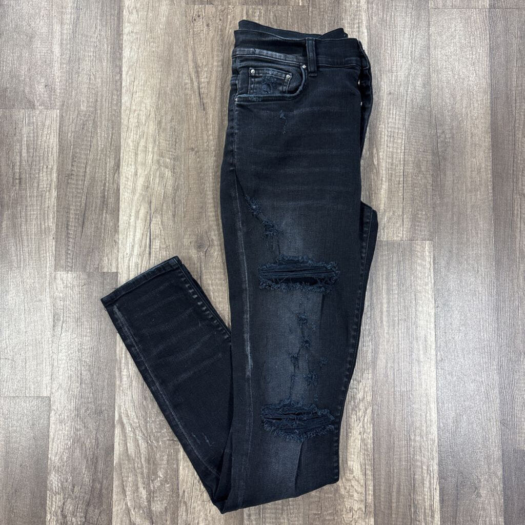 Amiri Jean Black Distressed