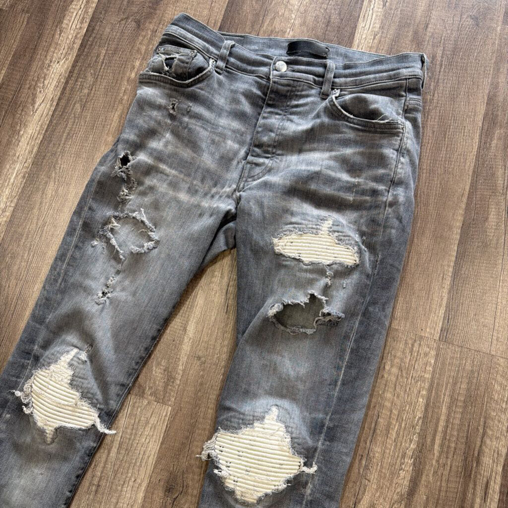 Amiri Jean Mx1 Grey White Patch