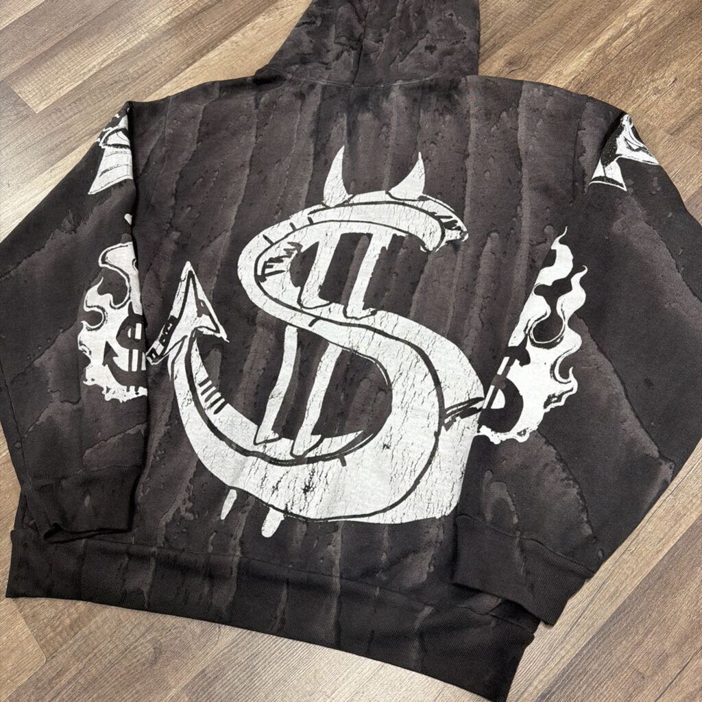 Saints logo script hoodie grey brown