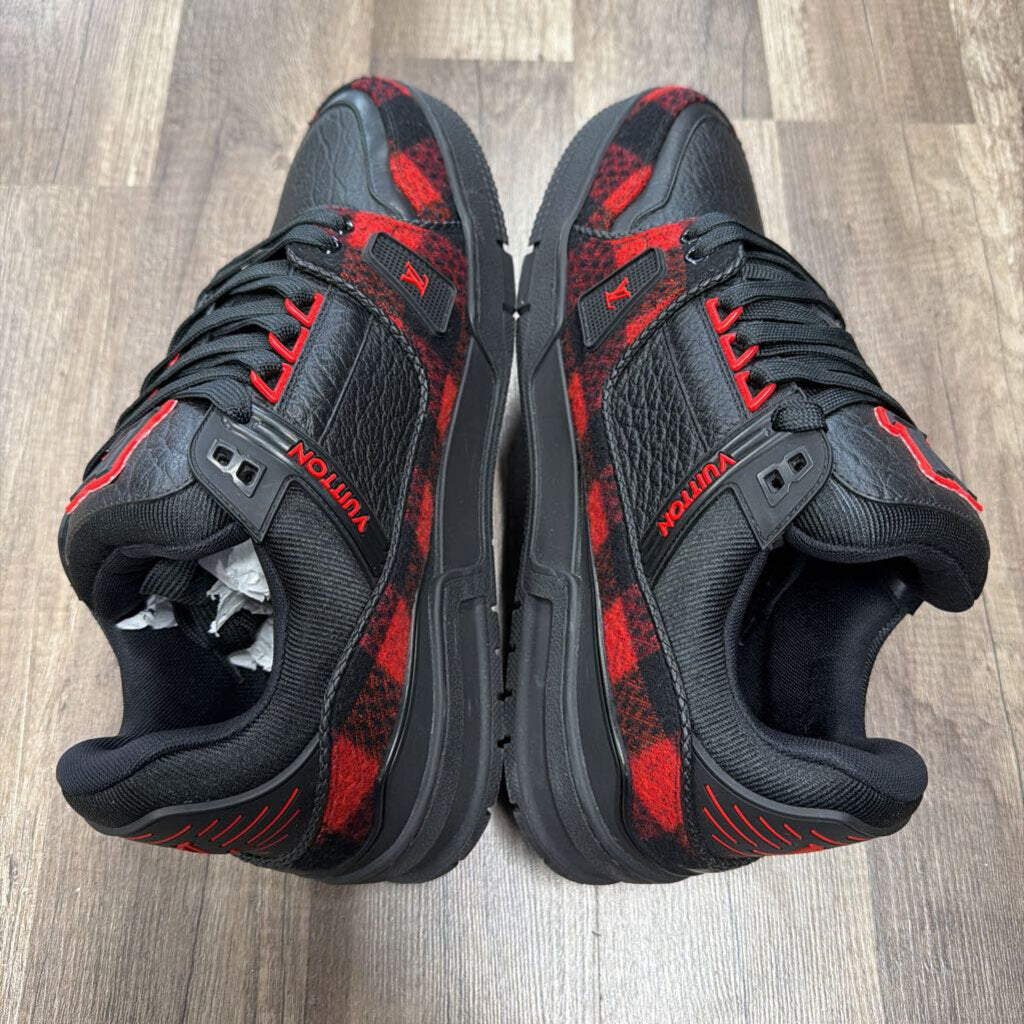 Louis Vuitton LV Trainer Black Red Flannel