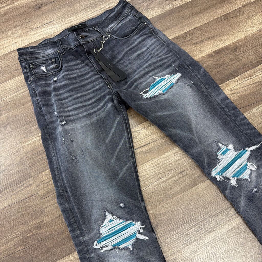 Amiri Jean Mx1 Grey Blue Patch