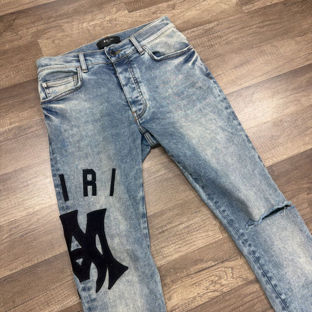 Amiri jean suede Applique logo