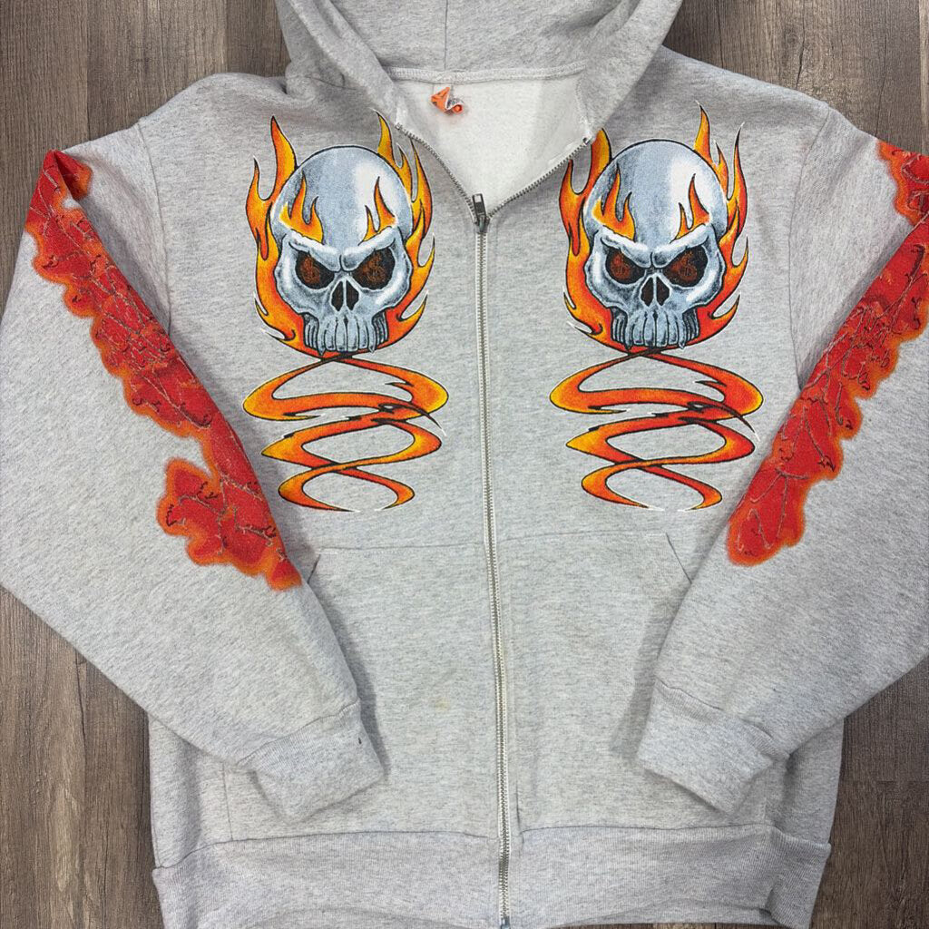 Saints grey flame skull zip up