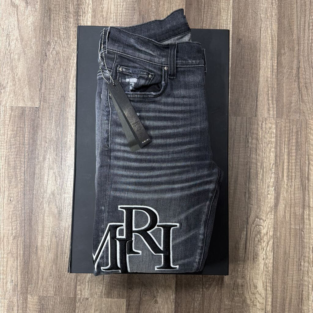 Amiri Jean Oblique Logo Grey