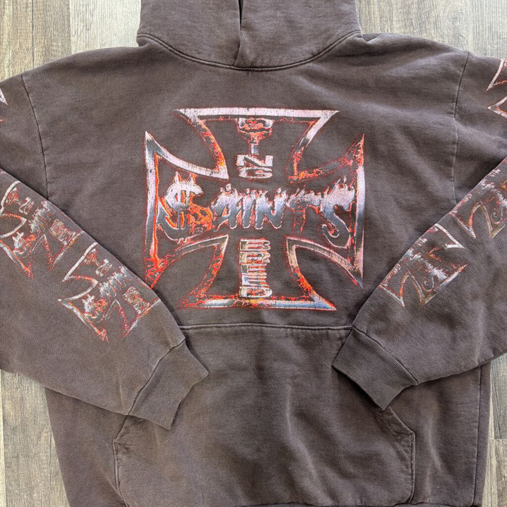 Saints brown dying breed cross hoodie