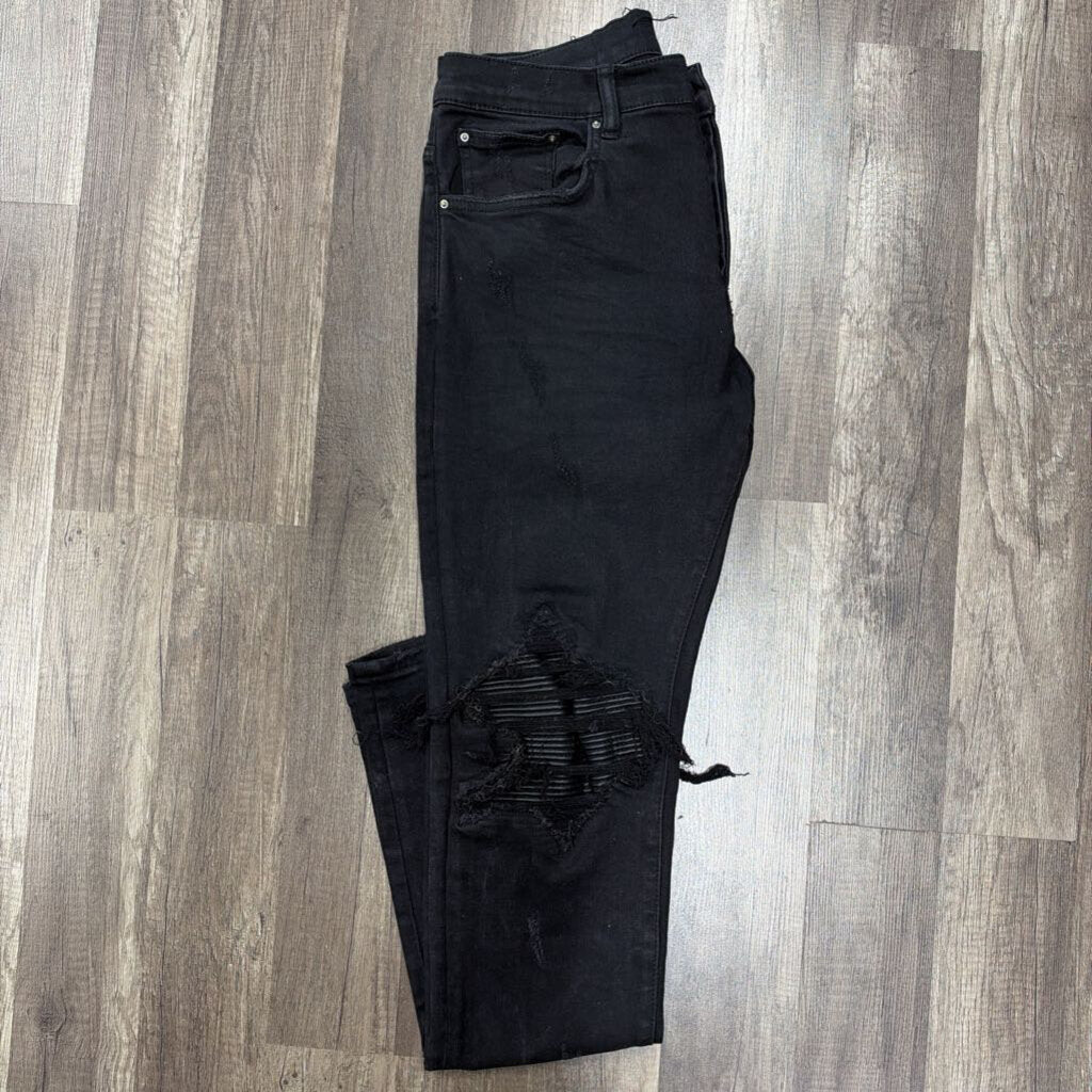 Amiri Jean Mx2 Black Leather Patch