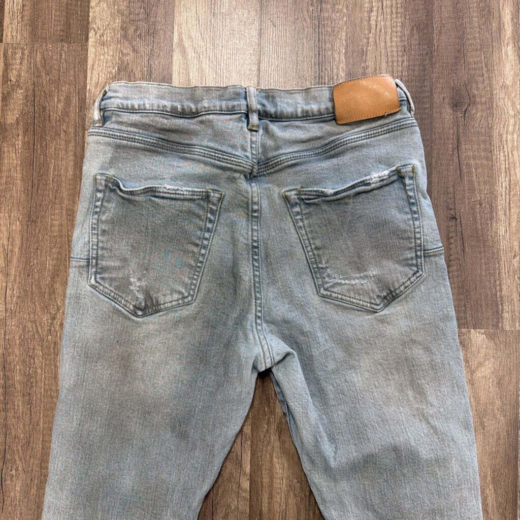 Purple Jean Light Wash Denim Rip Knee
