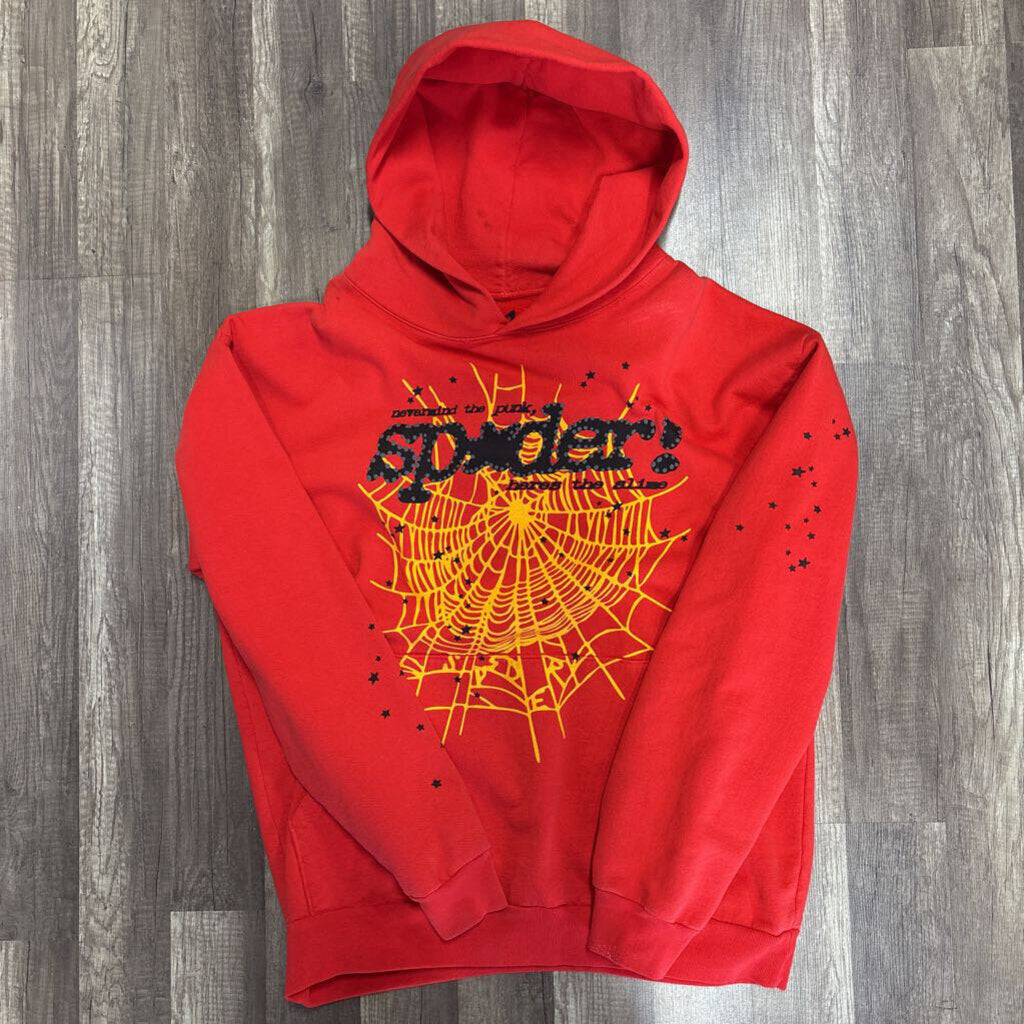 Sp5der hoodie red black orange