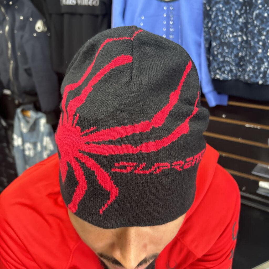 Spyder x Supreme beanie black red