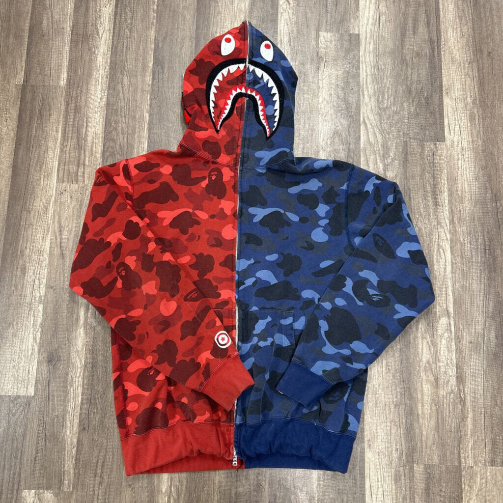 Bape blue camo zip up hoodie