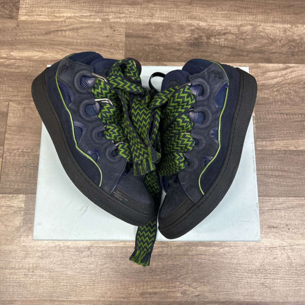 Lanvin Curb Sneaker Navy Blue Green Lace