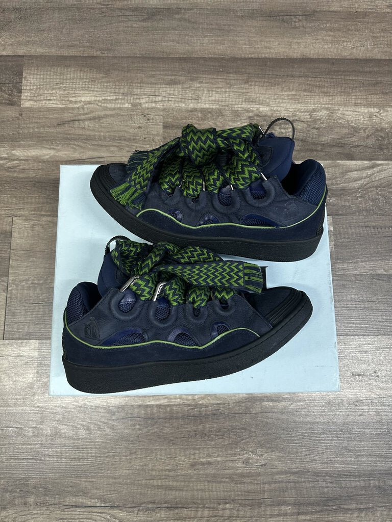 Lanvin Curb Sneaker Navy Blue Green Lace