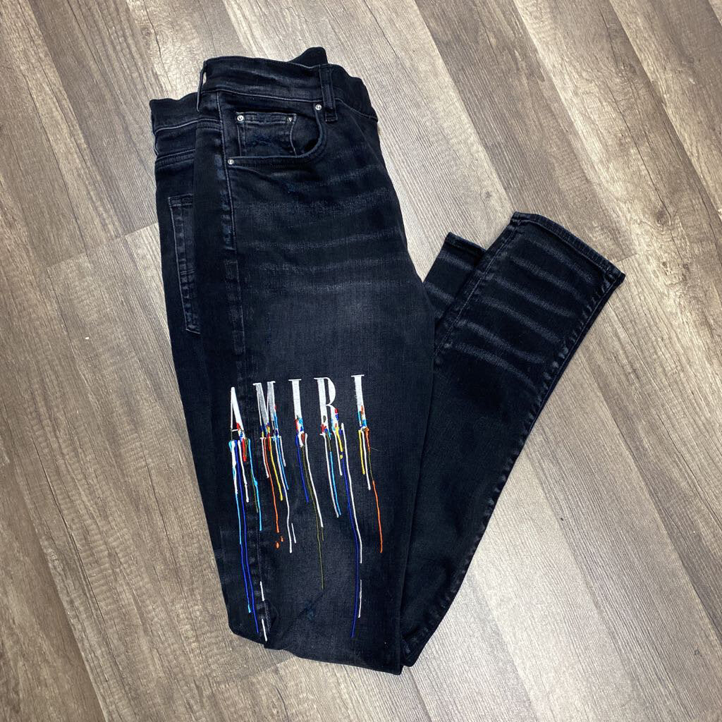 Amiri jean black drip logo