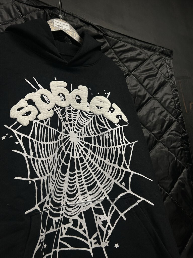 Sp5der hoodie black white