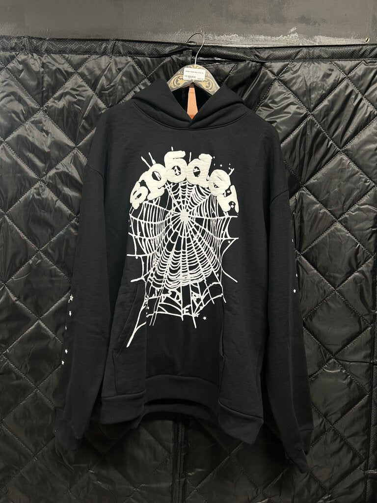 Sp5der hoodie black white