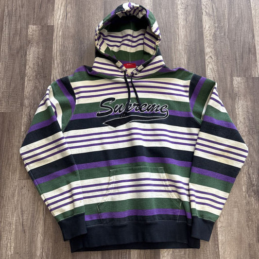 Supreme striped hooded sweatshirt