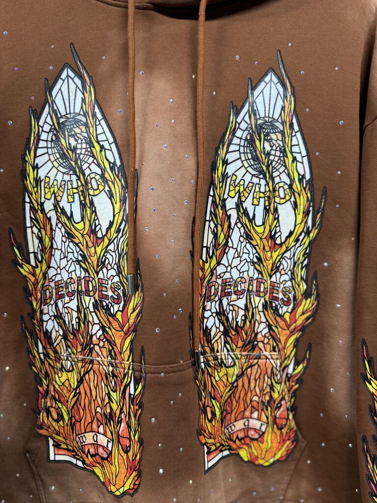 Who Decides War Hoodie Flame Glass Brown