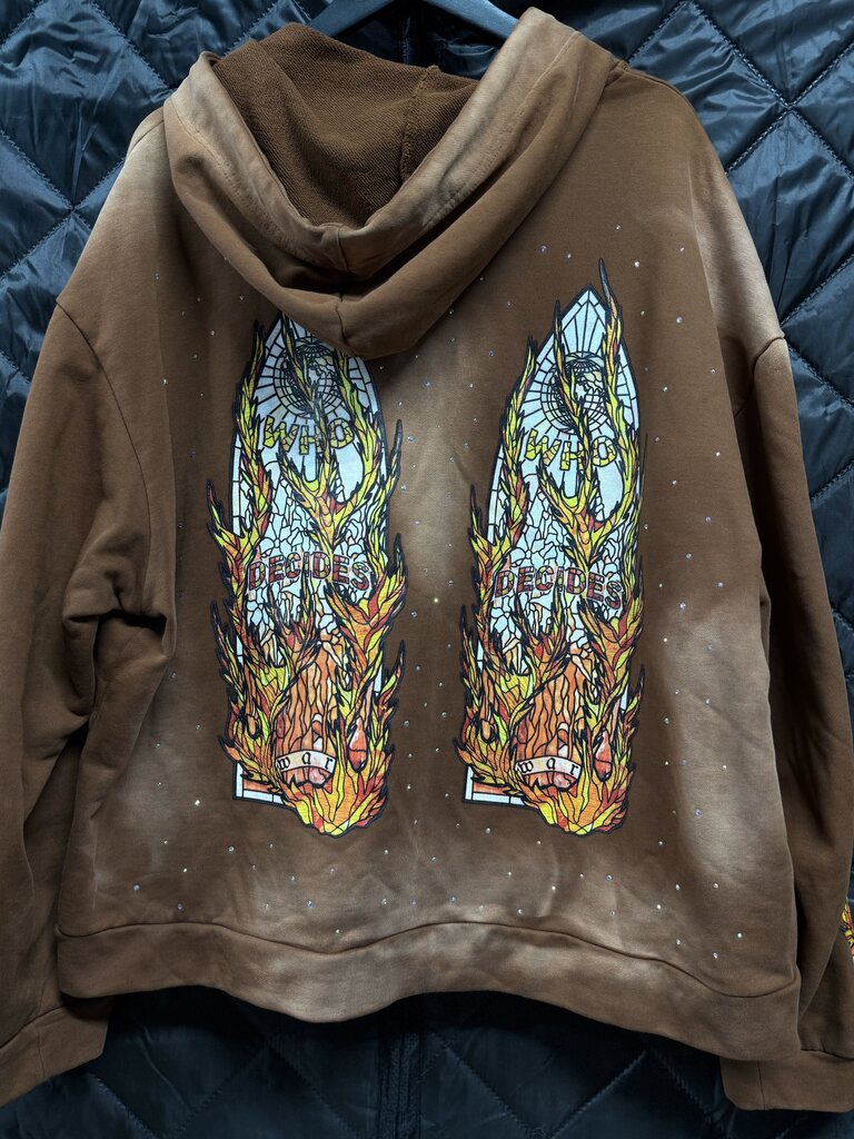 Who Decides War Hoodie Flame Glass Brown