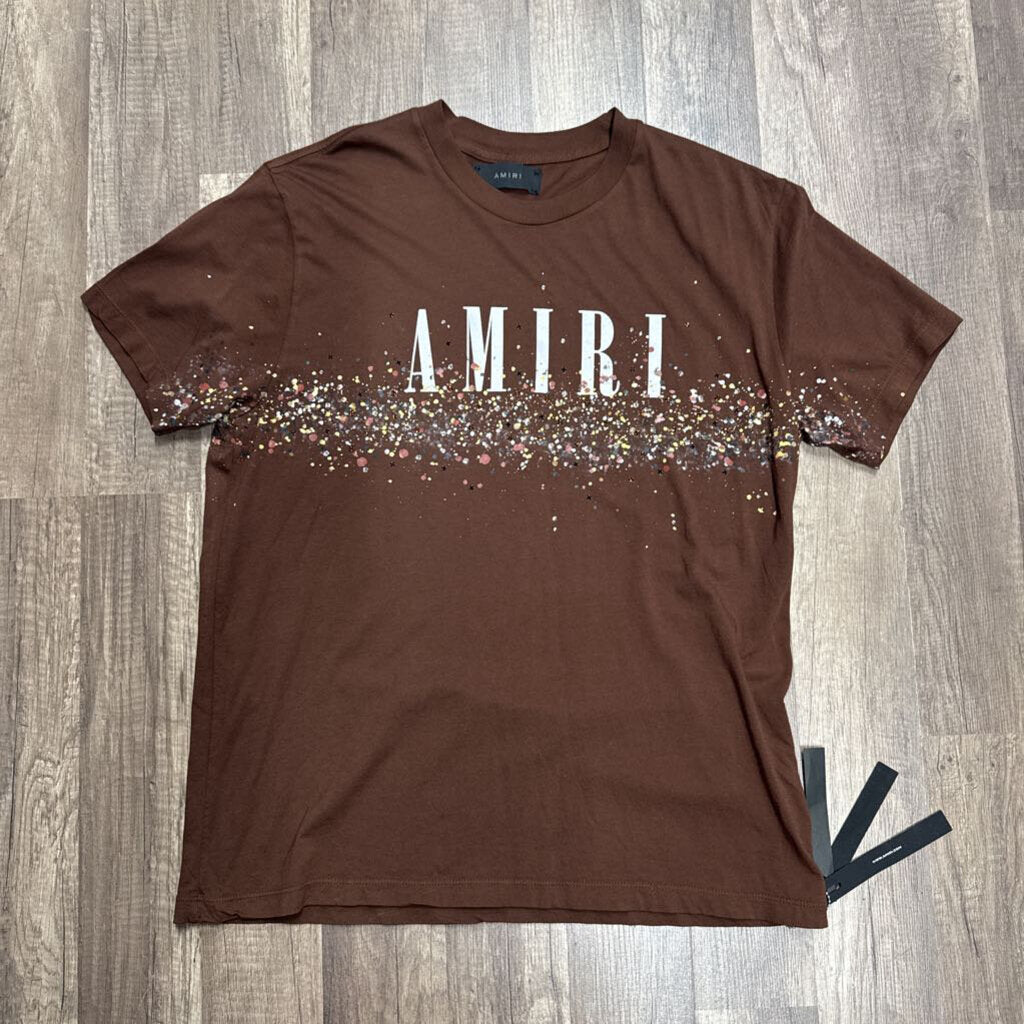 Amiri brown crystal painter shirt