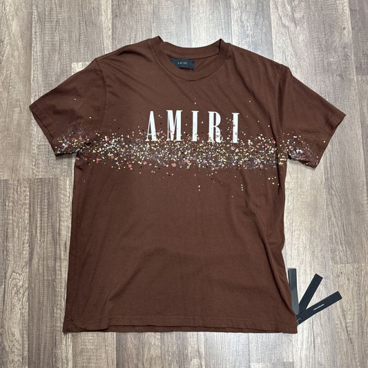 Amiri brown crystal painter shirt