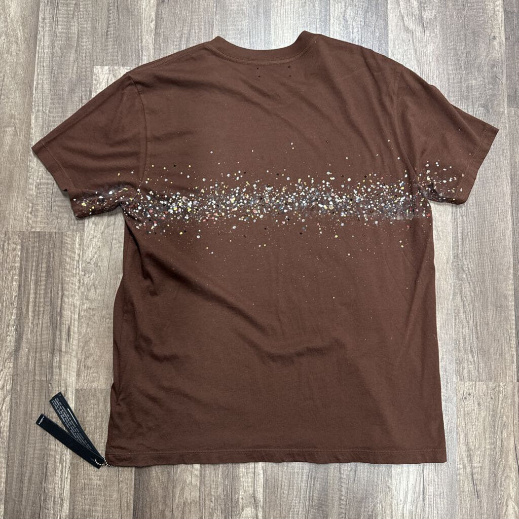 Amiri brown crystal painter shirt