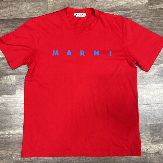 Marni Shirt Red Blue Logo