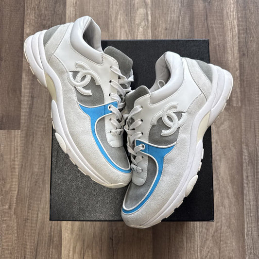 Chanel trainer white blue