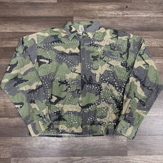 Vale flannel rhinestone green camo
