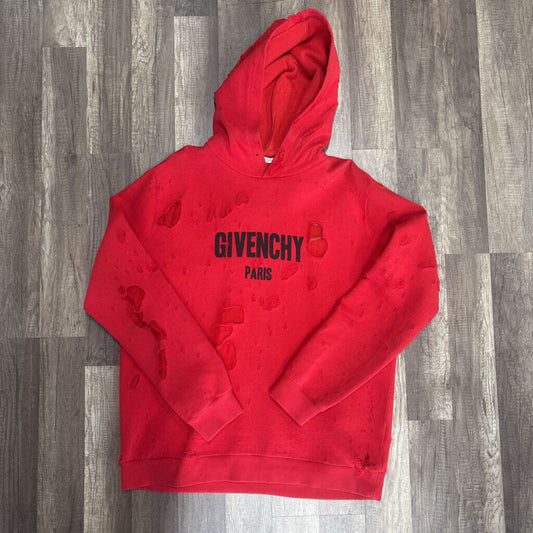 Givenchy hoodie red distress