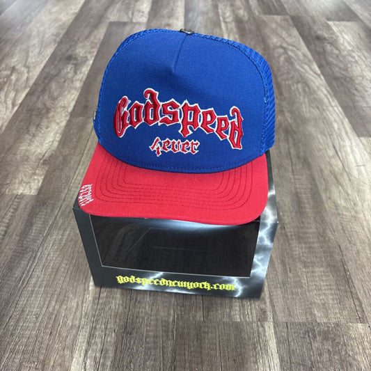 Godspeed 4ever trucker hat blue red