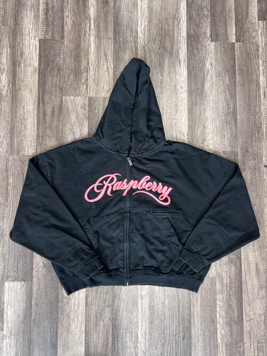 Raspberry Hills Black Hoodie Pink Logo