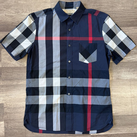 Burberry button up navy blue