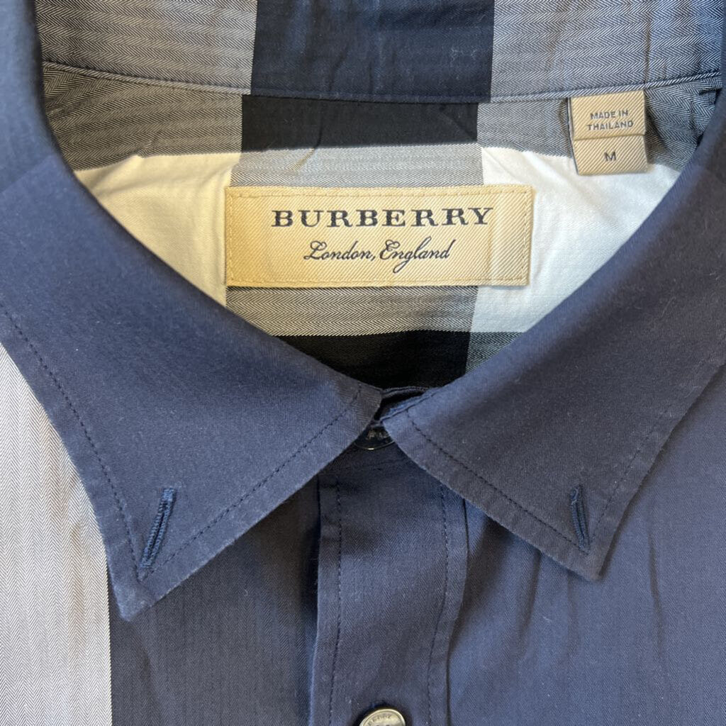 Burberry button up navy blue